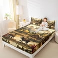 thumbnail image 4 of Homewish Safari Bear Moose Twin Sheet Sets,Rustic Farmhouse Cabin Twin Fitted Sheet,Autumn Country Plant Flat Sheet For Boys Teens,Super Cozy Room Decor,3 Pieces, 4 of 7