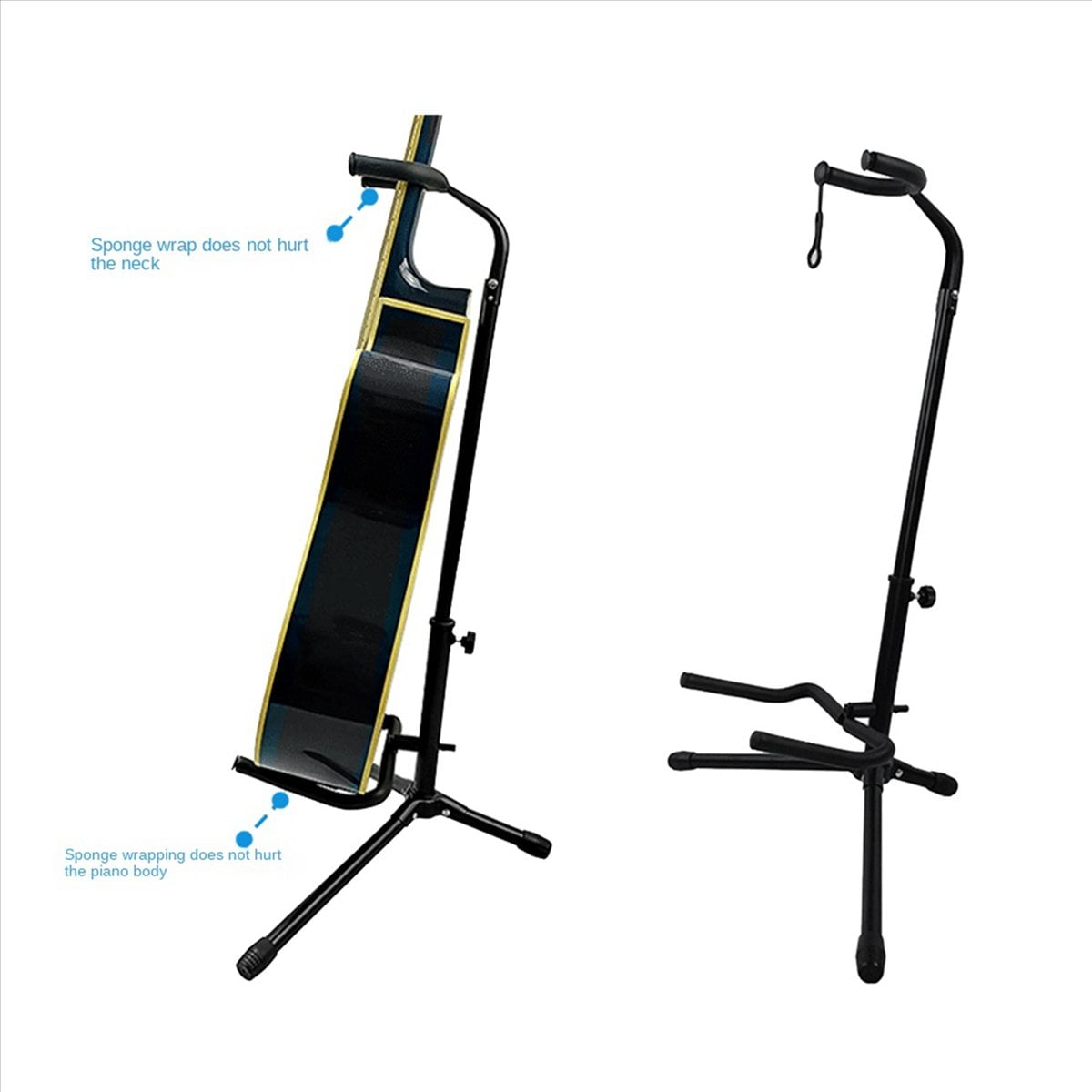 2X Metal Floor Guitar Stand with Tripod Holder for Acoustic Electric Guitar, Guitar Accessories