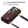 thumbnail image 2 of Decase Phone Case for iPhone 15 Pro Zipper Wallet Cover with Card Holder Slot Shoulder Crossbody Strap Long Lanyard Leather for Women Men,Winered, 2 of 6