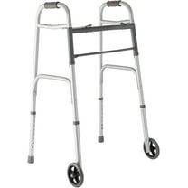 HDTFGB Lightweight Two Button Folding Walker with 5" Wheels, Aluminum Frame Supports up to 300 lbs