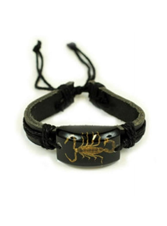 NBL213 Leather Bracelet - Gold Scorpion with Black Back