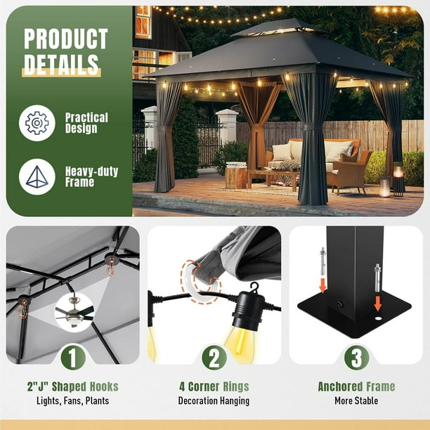 Aoxun Gazebos - Outdoor Seating with Netting for Patios - Walmart Aoxun Gazebos - Outdoor Seating with Netting for Patios - Walmart