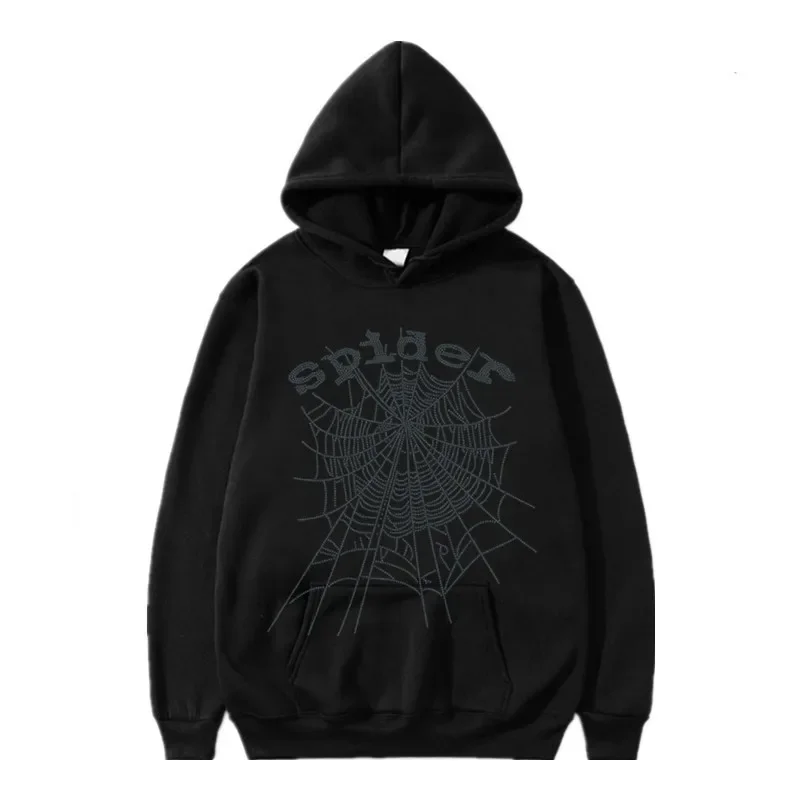 Women Autumn Street Punk Oversized Hoodie Spider Cobweb