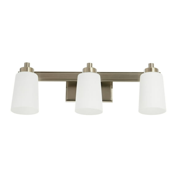 Robert Stevenson Lighting Robert Stevenson Lighting Sullivan Park - Frosted Glass and Metal 3-Light Vanity Light, Brushed Nickel