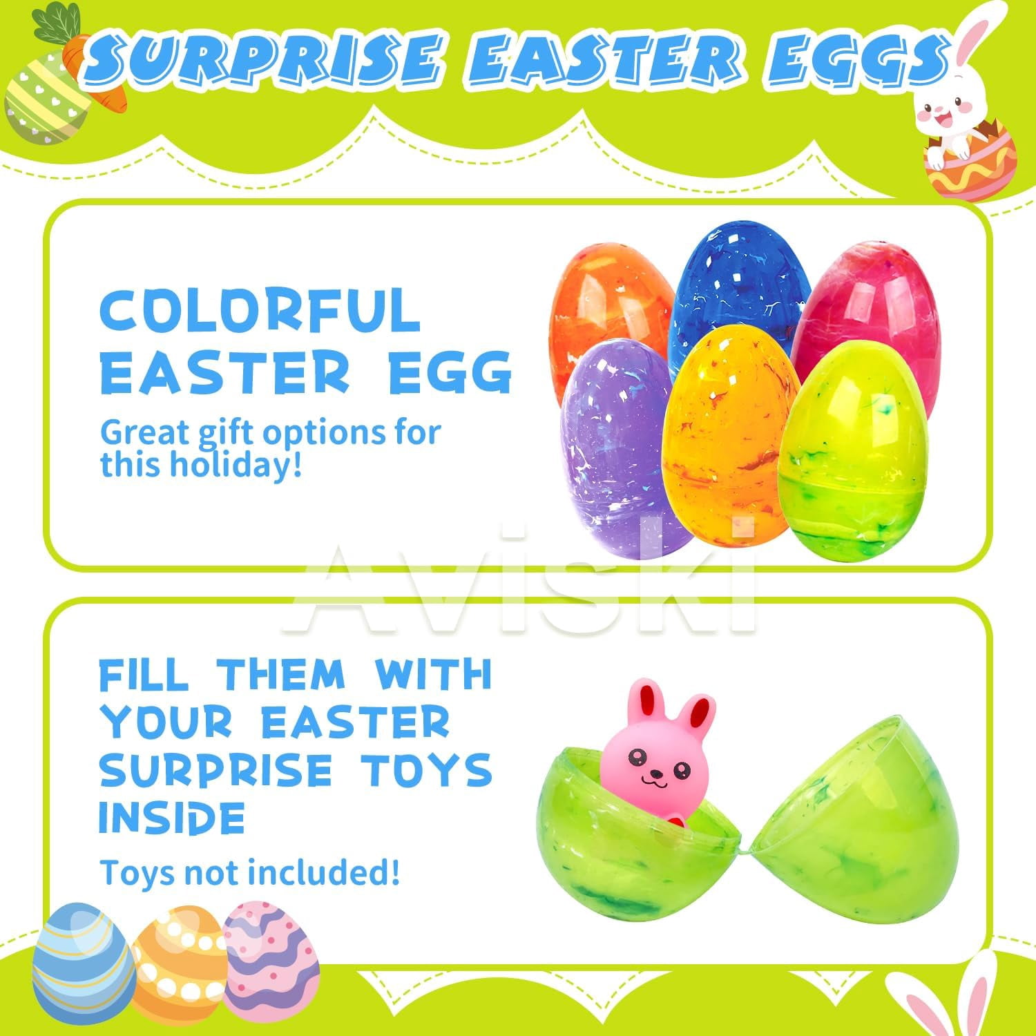 72-Piece 3.15-Inch Jumbo Iridescent Marble Easter Eggs For Easter Basket Stuffers, Egg Hunt Game, And Party Favors