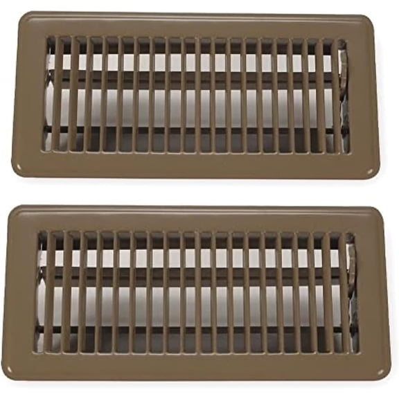 Vent Cover for Home Floor 4” x 12” (Brown Pack of 2) - Heavy Duty Metal - Walkable Floor Register Air Vents - Easy Adjust Airflow