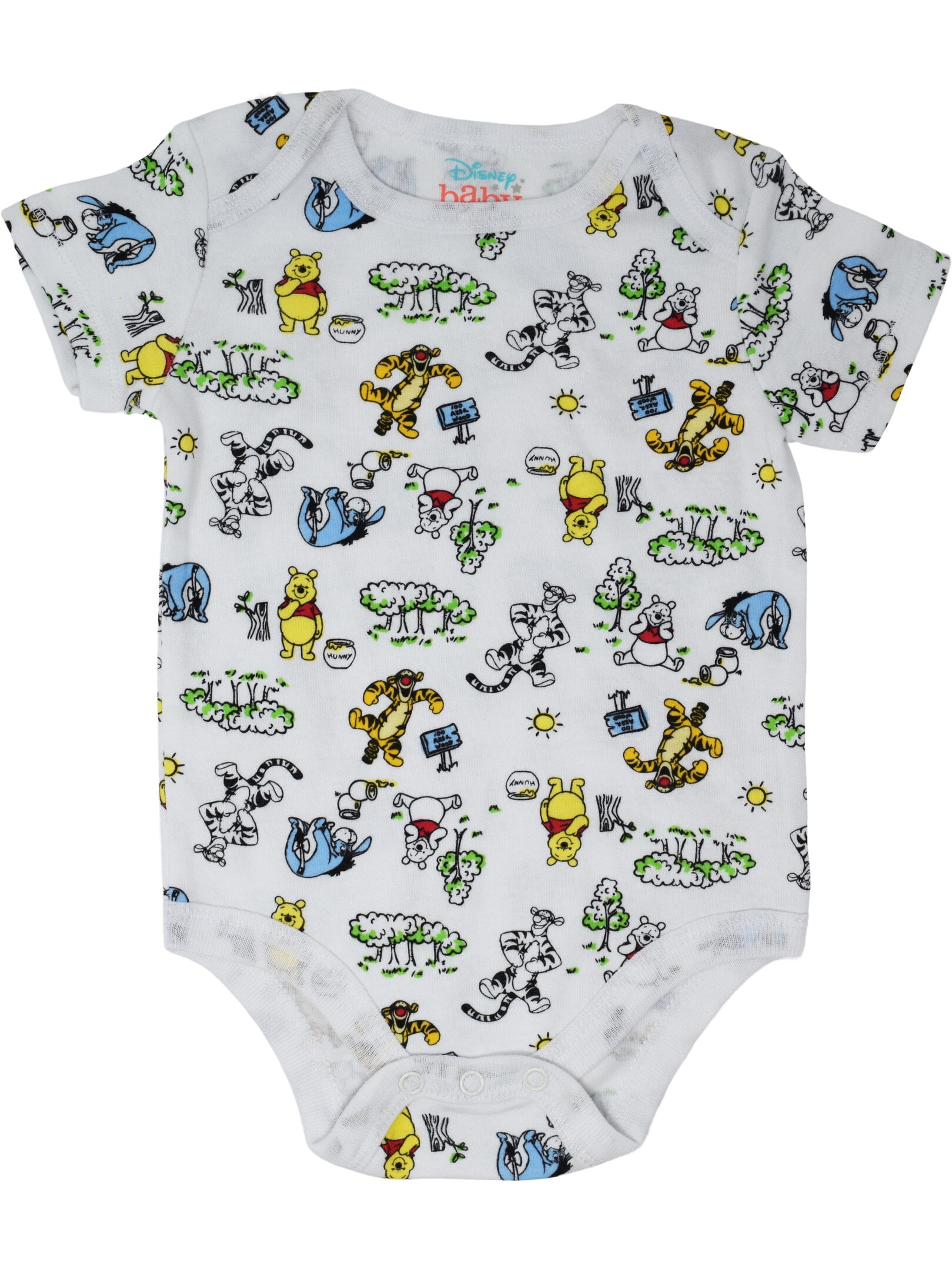 Disney Winnie the Pooh Baby Boys' 5-Pack One Piece Bodysuits Yellow Red Blue Multi