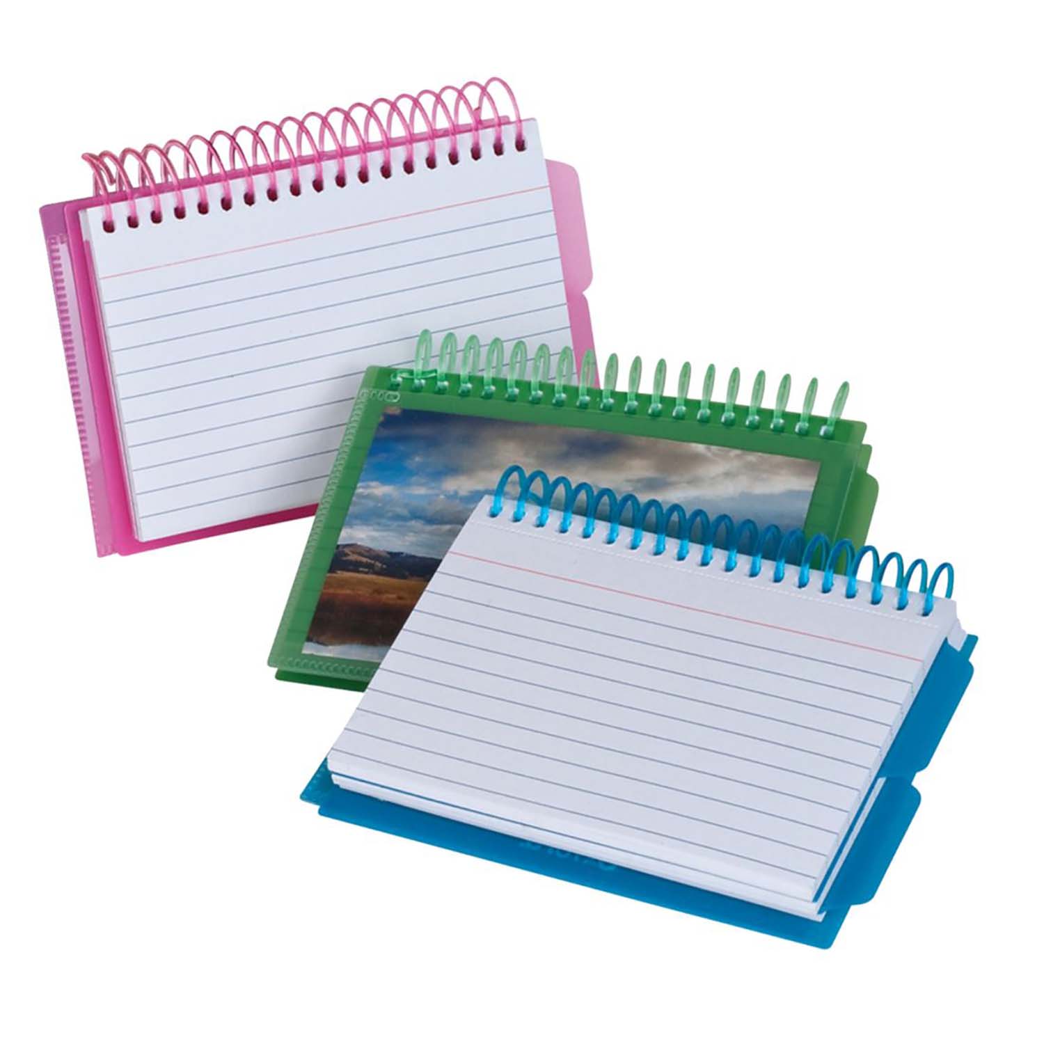 Oxford View Front Spiral Index Cards 3" x 5" Poly Cover, Pack of 6