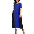 thumbnail image 1 of SUNNYME Robe Longue Maxi Ample à Manches Courtes Bicolore Décontractée pour Femmes, 1 of 4