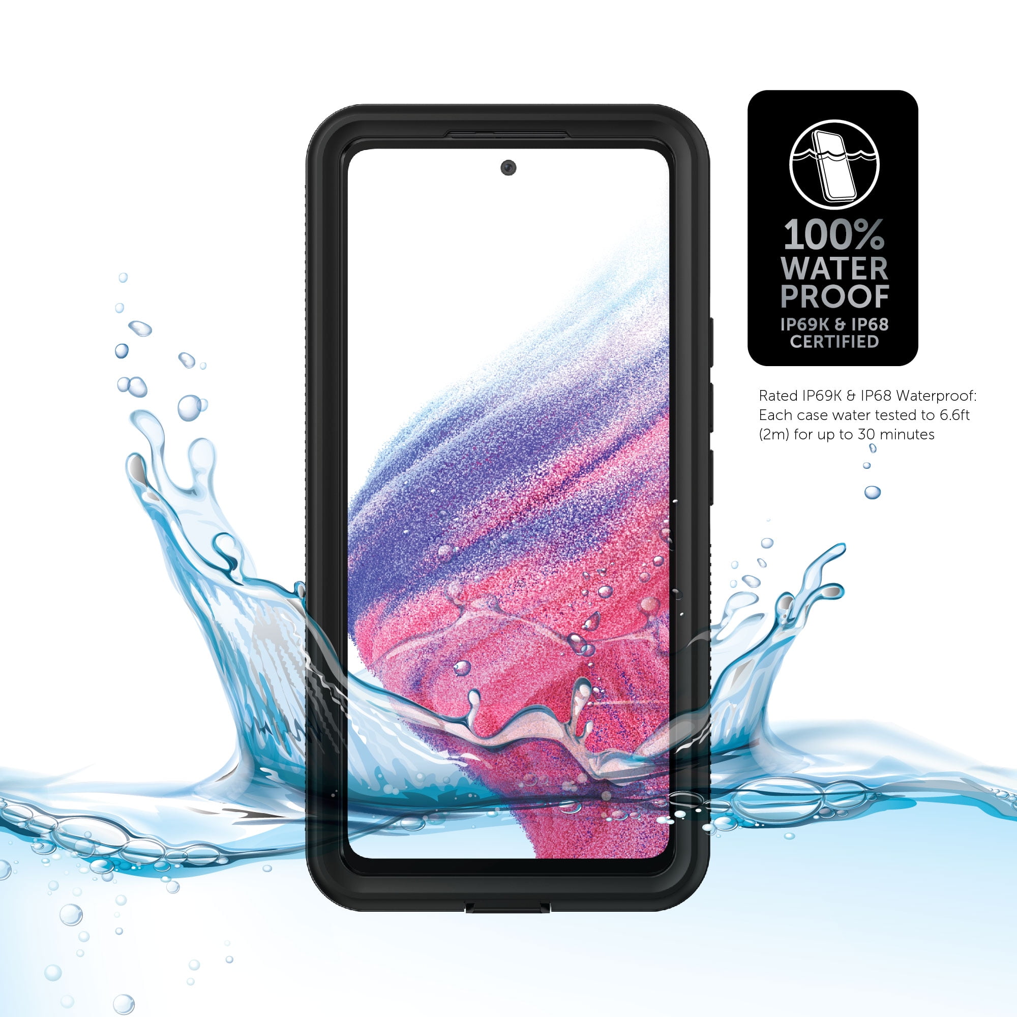 Samsung Galaxy A53 5G Body Glove Tidal Waterproof Phone Case, Clear/Black