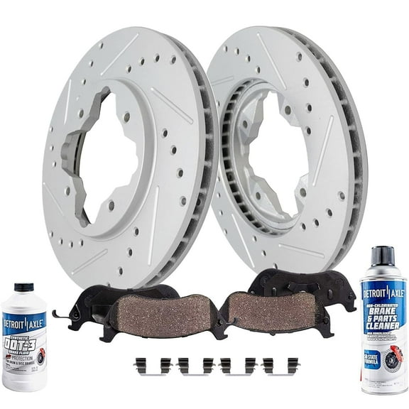 Detroit Axle - Front Brake Kit for 1990-1997 Honda Accord Drilled Slotted Disc Brake Rotors Ceramic Brakes Pads 1991 1992 1993 1994 1995 1996 Replacement