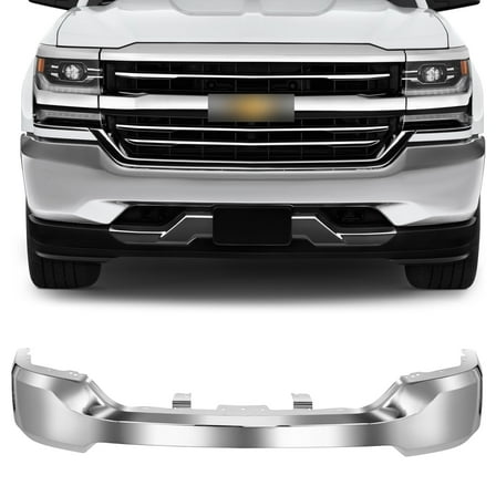 ECCPP Front Bumper Chrome without Fog Light Holes Fits For 2016-2018 for Chevrolet Silverado 1500,2019 for Chevrolet Silverado 1500 LD