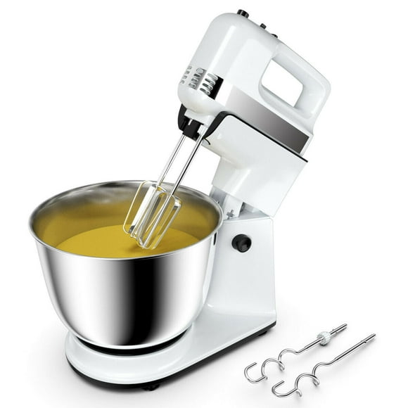 Costway 250W 5-Speed Stand Mixer w/ Dough Hooks Beaters and Stainless Steel Bowl