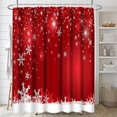 thumbnail image 3 of Juego de 4 cortinas de ducha con copos de nieve navideños, color rojo, para invierno, con alfombrillas antideslizantes, tapa de inodoro y alfombrilla de baño, juego de decoración para baño de 72 x 72, 3 of 7