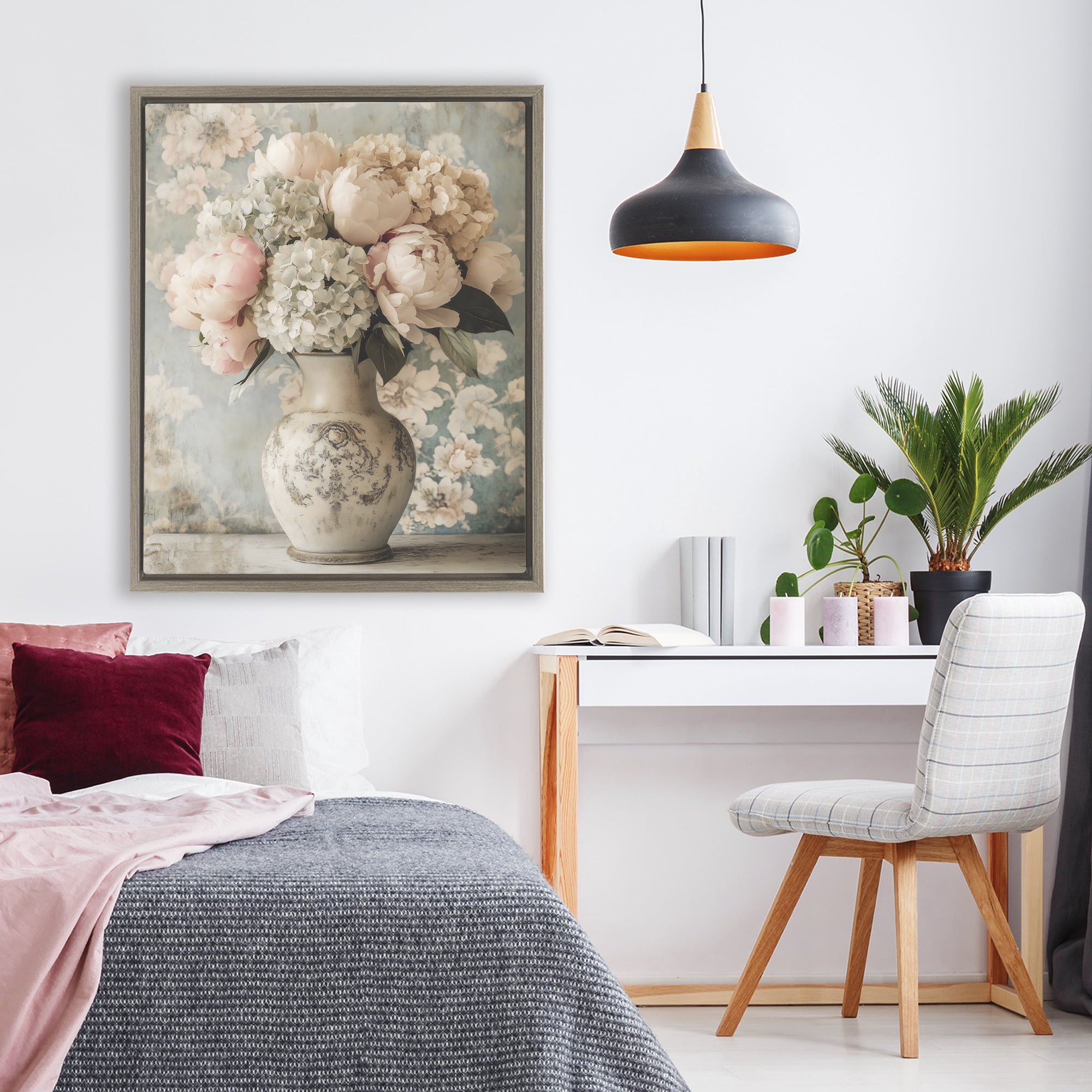 Stupell Industries Delightful Arrangement of Flowers Brown Framed Floater Canvas Wall Art, design by Creative Studio