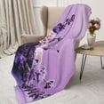 thumbnail image 3 of Hirioo Lavender Roses Arrangement for Flannel Blanket, Cozy and Warm Throw for Bed or Couch ,Perfect for All Seasons-80"x60", 3 of 6