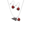 thumbnail image 2 of Delight Jewelry Acrylic 3/4" Black Cheer Megaphone Red Lucky Ladybug Necklace and Dangle Earrings Set, 2 of 6