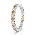 thumbnail image 3 of Round 2.5 Ctw Citrine & White Cz Alternate Gemstone Bezel Set Full Eternity Band 925 Sterling Silver Stackable Women Engagement Ring_10.5, 3 of 5