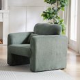thumbnail image 3 of 3-Piece Sectional Sofa Set with 5 Seat Teddy Sofa Couch and Sofa Chair, Support Pillow and Inlaid Armrest, Leisure Couch with Plastic Sofa Legs for Living Room, Bedroom, Apartment and Office, Green, 3 of 9