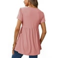 thumbnail image 3 of UVN Blouses for Women Ruffle Babydoll Shirt for Women Short Sleeve Tops V Neck Loose Shirt Tunic, 3 of 7