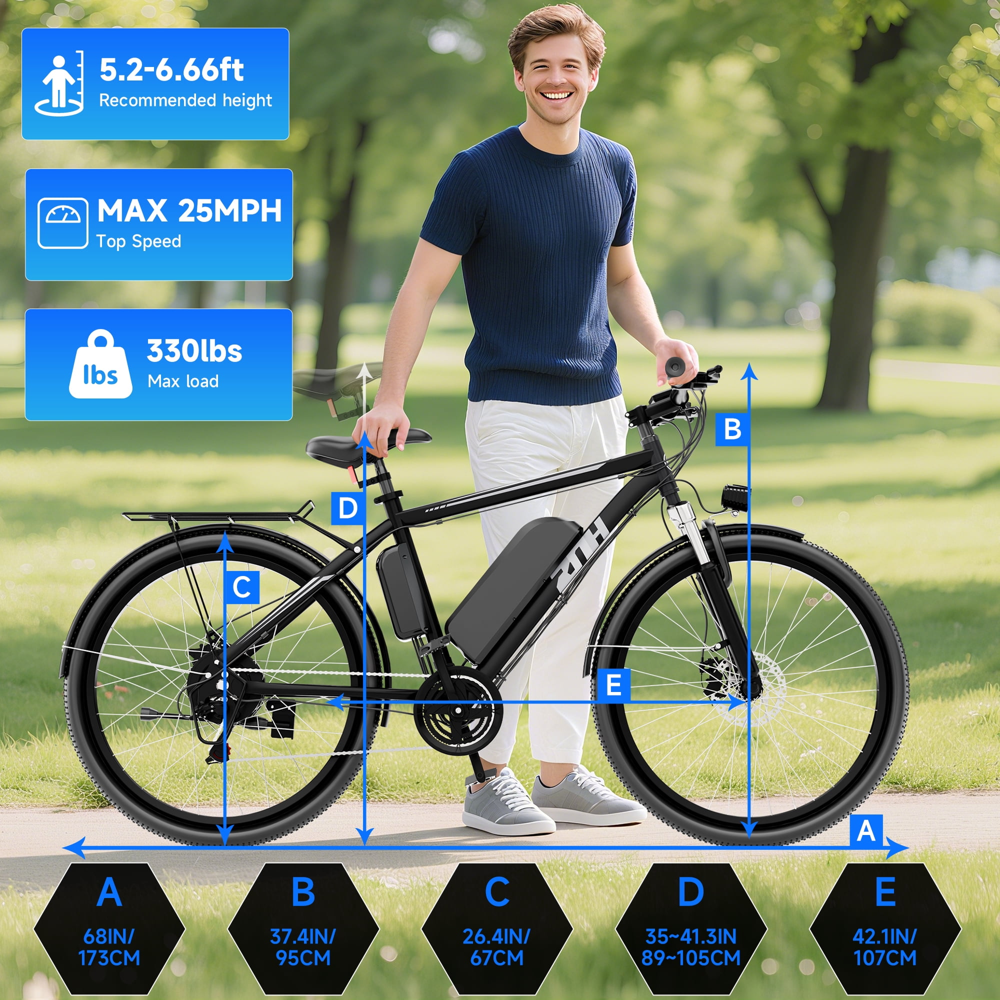 ZNH 1000w Peak Electric Bike for Adults – Electric Mountain Bike w 52V 13Ah Removable Battery ,26" off-road Ebike, Shimano 21-Speed, UL 2849，Black