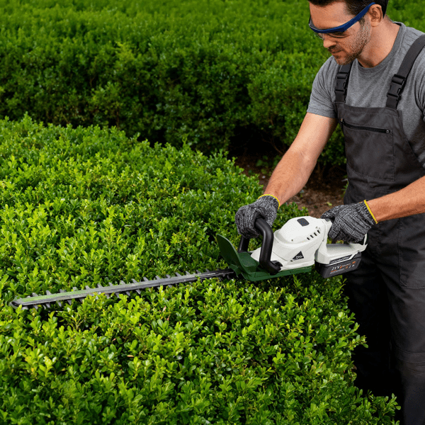 imerelez Cordless Grass Trimmer with 20000 RPM Motor, 2600mAh Dual-Action Steel Blade Hedge Trimmer,Anti-Splash Baffle & Safety Goggles for Bushes Shrubs Trimming Suitable for garden maintenance
