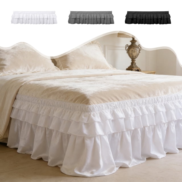 MTBLYS Elastic Pleated Bed Skirt Non-Slip Design Wrinkle-Free Polyester 153X203Cm Hotel Style Home Hotel Use