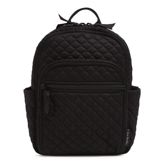 Vera Bradley Mochila pequeña de algodón para mujer, Negro: algodón reciclado, Talla unica