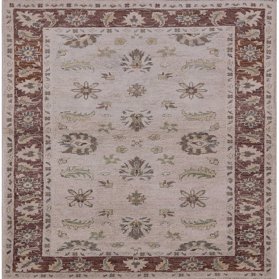 Ahgly Company Indoor Square Mid-Century Modern Puce Purple Oriental Area Rugs, 6' Square