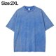 thumbnail image 2 of Camiseta de algodón con cuello redondo vintage para hombre y mujer, camiseta informal holgada de manga corta con hombros descubiertos, azul Adepaton BST3008876-5, 2 of 5