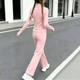 thumbnail image 5 of Husipze Sports Two Piece Yoga Set Girls Straight Leg Elastic Waist Flare Soft Pants and Stretchy Athletic Zipper Jacket Sweatsuit for Kids Pink 5-6 Years, 5 of 9