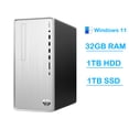 thumbnail image 2 of HP Pavilion Desktop, AMD Ryzen 5 5600G, 32GB RAM, 1TB HDD, 1TB SSD, Windows 11 Pro, HDMI, Wi-Fi 5, Bluetooth, USB Ports, Natural Silver, 2 of 6