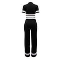 thumbnail image 5 of Women's Two Piece Outfits Summer Women Outfits Clothing Set Female V-Neck Short Sleeve Tops Pants Sets Cargo Pant Style S_574 Women's Tracksuits Black L, 5 of 6