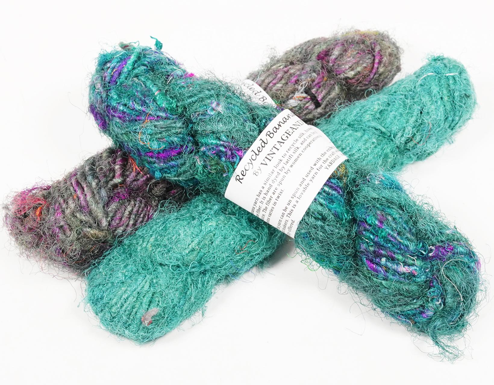Vintageandyou Recycled Banana Silk Yarn - 300g Pack of 3 | Hand-Spun Natural Fiber Skein for Knitting, Crochet, Weaving & Craft Projects - Soft Art Yarn Made from Viscose Banana Fibers - Single Skein