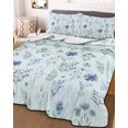 thumbnail image 3 of Quilts King Size, Blue Floral Spring Soft Comforter Bedding Set for Bed, Blue Farmhouse Green Botanical Chic Lightweight Quilted Bedspread with Pillow Cover(2 Pieces) for All Season, 96x106 Inch, 3 of 9