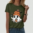 thumbnail image 2 of Towmus Halloween Shirts for Women Cute Print Shirt Fall Pumpkin Tshirt Coffee Lover Graphic Tees casual Short Sleeve Tops, 2 of 5