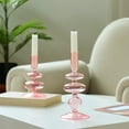 thumbnail image 4 of Mainstays Pink Translucent 7.87" Tall Glass Bubble Shaped Tabletop Taper Candle Holder, Large, 4 of 15