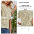 thumbnail image 3 of Blusa de verano para mujer, blusa informal holgada con manga corta de pétalos y estampado Floral con cuello en V para mujer, 3 of 6
