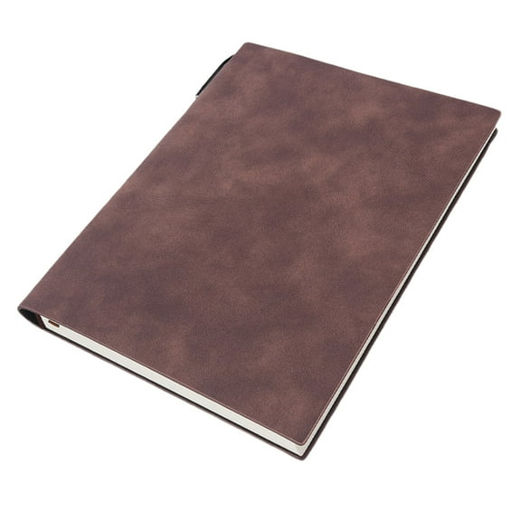 Ikeay Coffee A5 Soft Leather Notebook with Pen Loop, Thick 100Gsm Paper Journal for Work Meeting Notes Gift Brown