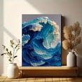 thumbnail image 6 of Indigo Sky Blue Fluid Abstract Canvas Print, Textured Curved Shape Minimal Modern Home Bedroom Wall Decor Art, 6 of 8
