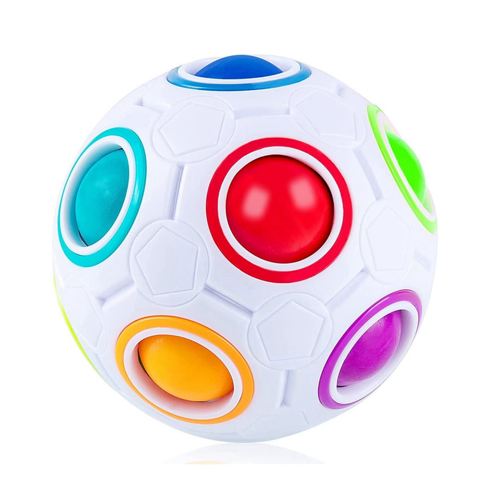 Spinning Magic Rainbow Fidget Ball Toy Speed Cube Brain Teaser Stress Relief 