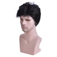 thumbnail image 2 of Peluca sintética para hombres, peluca corta y rizada negra Peluca corta negra para hombres Peluca corta y rizada para hombres Probada y confiable, 2 of 8