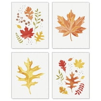 Big Dot of Happiness Fall Foliage - Unframed Autumn Leaves Linen Paper Wall Art - Set of 4 - Artisms - 8 x 10 inches