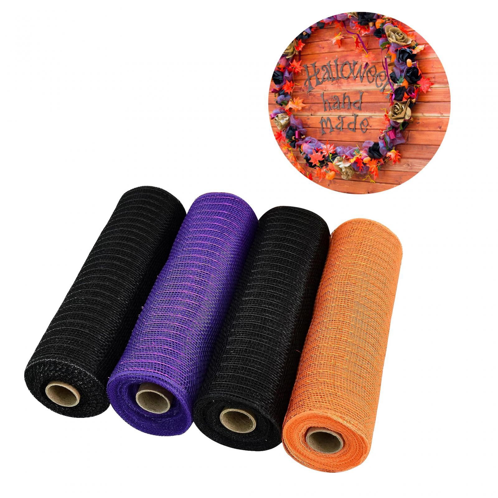 FVDPWYE 4 Rolls Mesh Ribbon 10inch x 10 Yards Orange Black Purple Accessory for Wreaths,