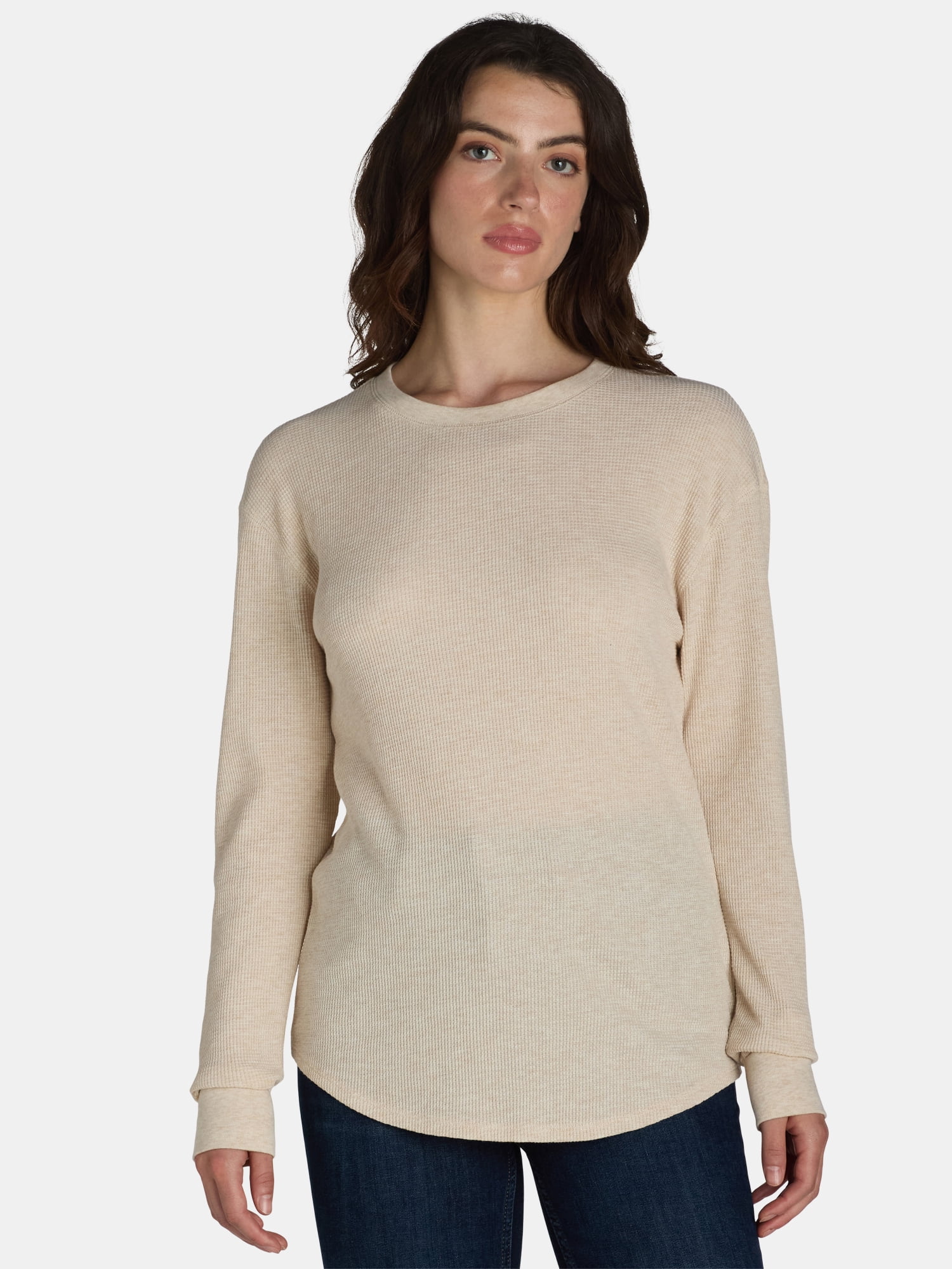Time and Tru Women’s Essential Thermal T-Shirt with Long Sleeves, Sizes XS-XXXL