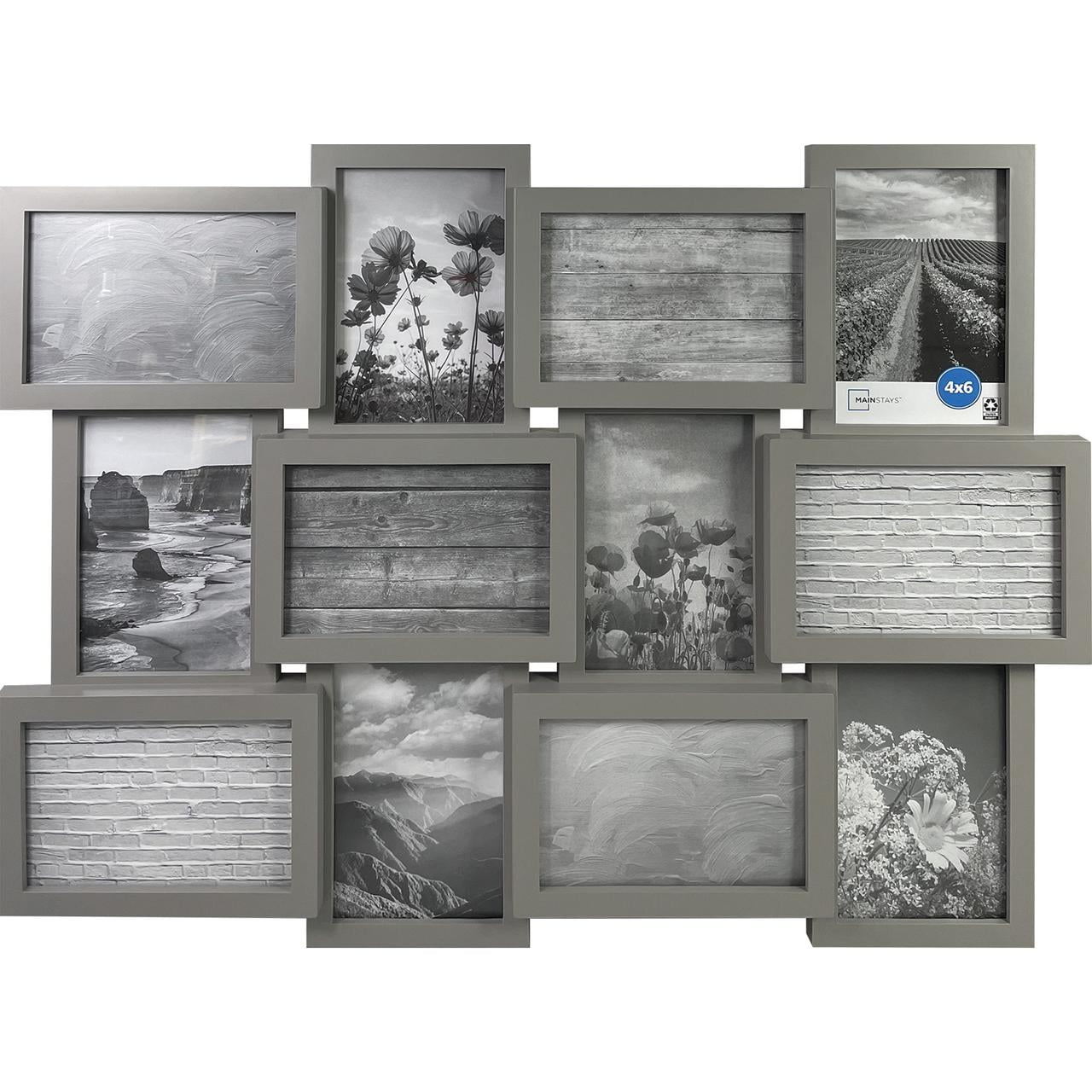 (2 pack) Mainstays 12-Opening 4x6 Linear Grey Collage Picture Frame (Holds 12 - 4x6 inch Photos)