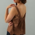 thumbnail image 2 of DDAPJ pyju Cotton Linen Tops for Women Sleeveless Babydoll Blouse Flowy Pleated Cropped Tank Top Coffee L, 2 of 10