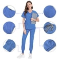 thumbnail image 2 of Traje quirúrgico de cuello dividido para mujer, ropa de mano con cepillo elástico para hospital, ropa de trabajo de enfermera de manga corta con estampado, 2 of 6
