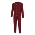 thumbnail image 4 of Men 's One Piece Pajamas Jumpsuit Thermal Sleepwear Long Sleeve Button Down Bodysuit Loungewear Home Nightwear, 4 of 6