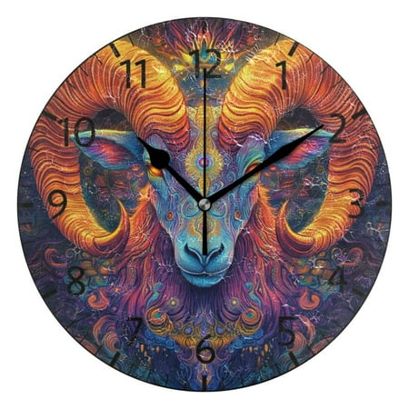 YAZAOO Decorative Wall Clock Size:25cm Electric Ram Reverie Design Pattern Clock